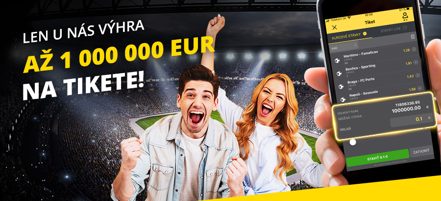 Len u nás môžeš vyhrať až 1 000 000 Eur!